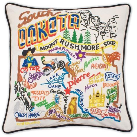 South Dakota Embroidered CatStudio State Pillow-Pillow-CatStudio-Top Notch Gift Shop