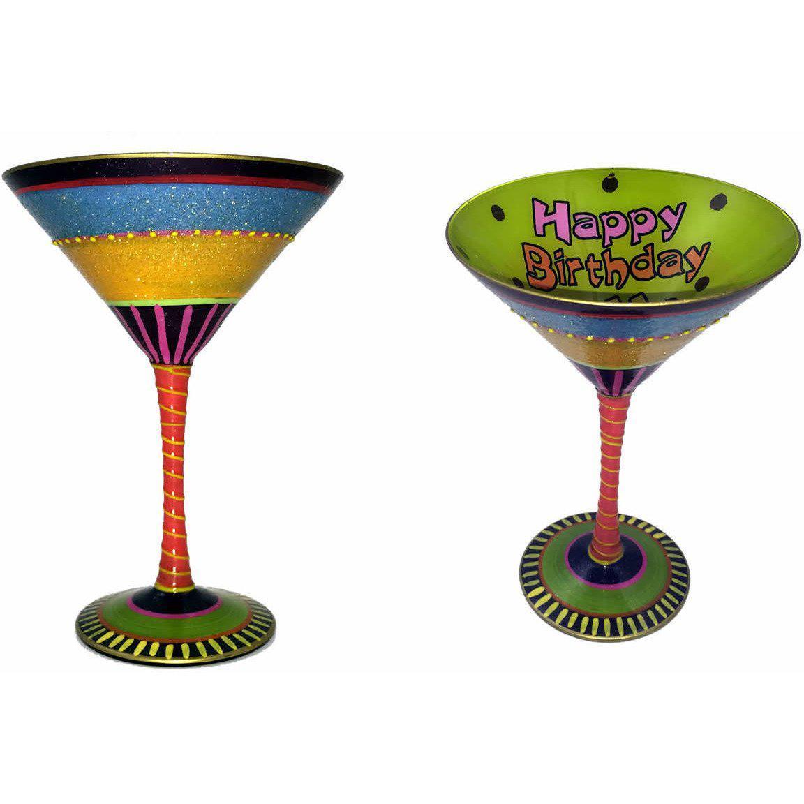 Happy 21st Birthday Hand Painted Martini Glass  livesearch