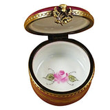 Burgundy Round With Flowers Limoges Box by Rochard™-Limoges Box-Rochard-Top Notch Gift Shop