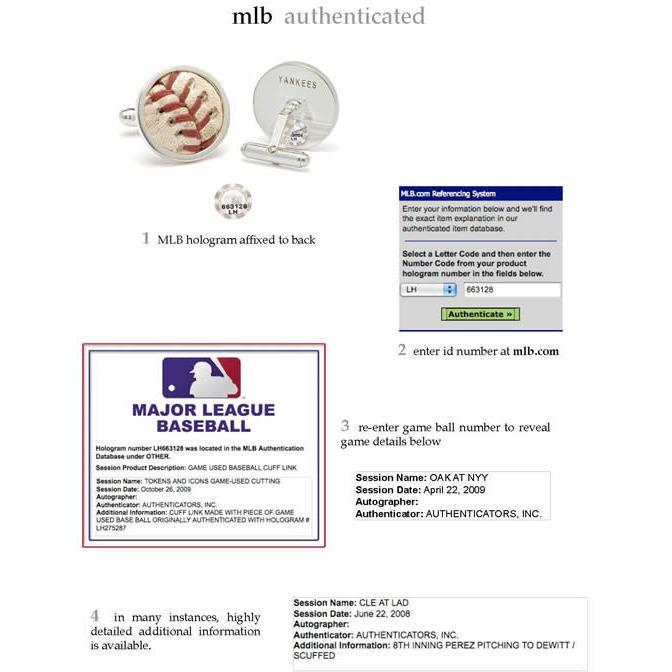 Los Angeles Angels Authenticated Game Used Baseball Stitches Cuff Links-Cufflinks-Tokens & Icons-Top Notch Gift Shop