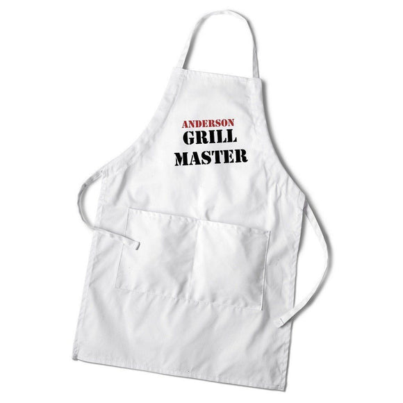 Grill Master Personalized White Apron-Apron-JDS Marketing-Top Notch Gift Shop
