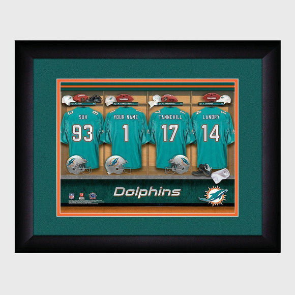 Miami Dolphins Personalized Locker Room Print with Matted Frame-Print-JDS Marketing-Top Notch Gift Shop