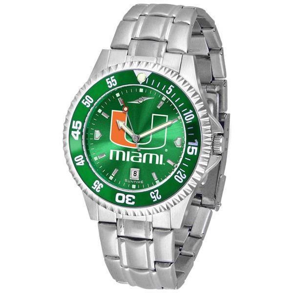 Miami Hurricanes Mens Competitor AnoChrome Steel Band Watch w/ Colored Bezel-Watch-Suntime-Top Notch Gift Shop