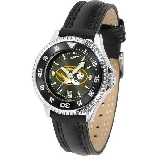 Missouri Tigers Ladies Competitor Ano Poly/Leather Band Watch w/ Colored Bezel-Watch-Suntime-Top Notch Gift Shop