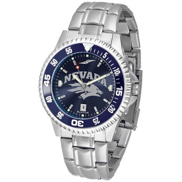 Nevada Wolfpack Mens Competitor AnoChrome Steel Band Watch w/ Colored Bezel-Watch-Suntime-Top Notch Gift Shop