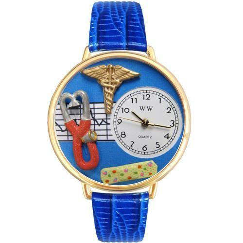 Nurse 2 Blue Watch in Gold (Large)-Watch-Whimsical Gifts-Top Notch Gift Shop