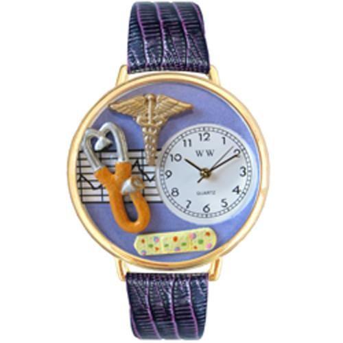 Nurse 2 Purple Watch in Gold (Large)-Watch-Whimsical Gifts-Top Notch Gift Shop