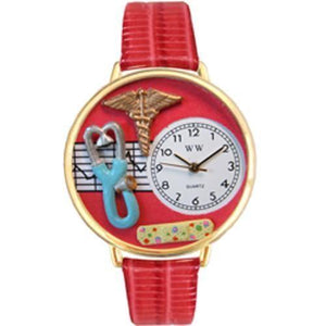 Nurse 2 Red Watch in Gold (Large)-Watch-Whimsical Gifts-Top Notch Gift Shop