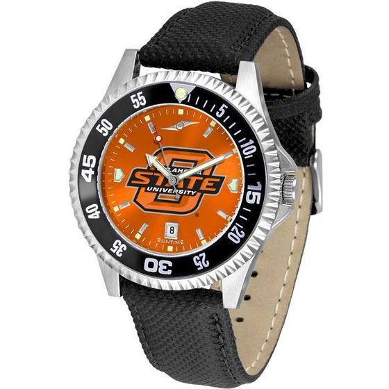 Oklahoma State Cowboys Mens Competitor Ano Poly/Leather Band Watch w/ Colored Bezel-Watch-Suntime-Top Notch Gift Shop