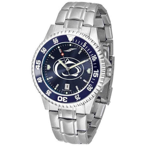 Penn State Nittany Lions Mens Competitor AnoChrome Steel Band Watch w/ Colored Bezel-Watch-Suntime-Top Notch Gift Shop