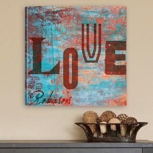 Watercolor Love Personalized Canvas Print (14" x 14")-Canvas Signs-JDS Marketing-Top Notch Gift Shop
