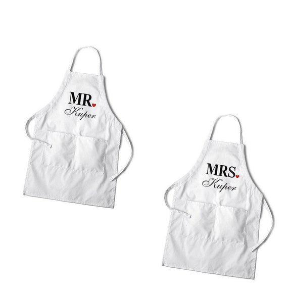 Mr. and Mrs. Couples Personalized White Apron Set-Apron-JDS Marketing-Top Notch Gift Shop