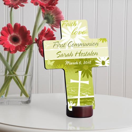 Delicate Daisy Personalized First Communion Cross-Cross-JDS Marketing-Top Notch Gift Shop
