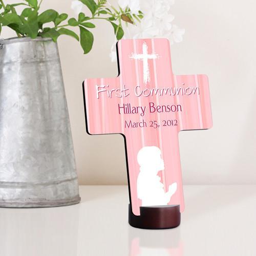 Hear My Prayer Pink Personalized First Communion Cross-Cross-JDS Marketing-Top Notch Gift Shop