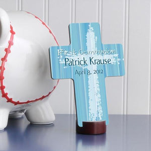 Light of God Blue Personalized First Communion Cross-Cross-JDS Marketing-Top Notch Gift Shop
