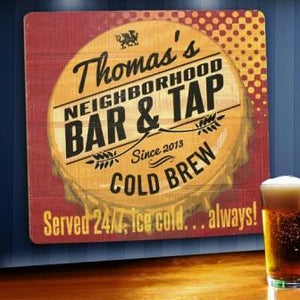 Served 24/7 Personalized Tavern Wood Sign-Tavern Sign-JDS Marketing-Top Notch Gift Shop