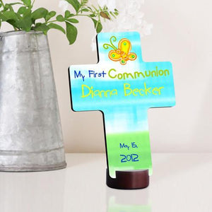 Sunshine and Butterflies Personalized First Communion Cross-Cross-JDS Marketing-Top Notch Gift Shop