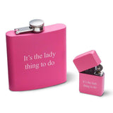 Pink 6oz Matte Flask & Lighter Personalized Gift Set-Flask-JDS Marketing-Top Notch Gift Shop
