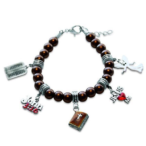 Religious Charm Bracelet in Silver-Bracelet-Whimsical Gifts-Top Notch Gift Shop