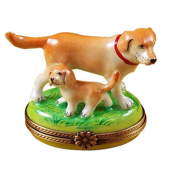 Blond Lab With Puppy Limoges Box by Rochard™-Limoges Box-Rochard-Top Notch Gift Shop