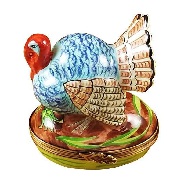Blue Turkey with Cornstalk Limoges Box by Rochard™-Limoges Box-Rochard-Top Notch Gift Shop