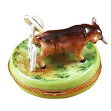 Bull With Hat On Fence Limoges Box by Rochard™-Limoges Box-Rochard-Top Notch Gift Shop