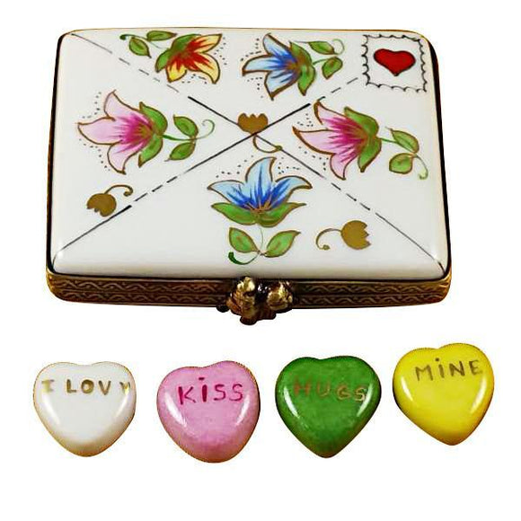 Envelope With Conversation Hearts Limoges Box by Rochard™-Limoges Box-Rochard-Top Notch Gift Shop