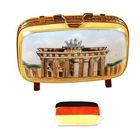 German Travel Suitcase with Flag Limoges Box by Rochard™-Limoges Box-Rochard-Top Notch Gift Shop