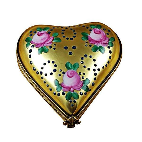 Gold Heart with Pink Roses Limoges Box by Rochard™-Limoges Box-Rochard-Top Notch Gift Shop