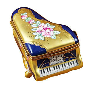Grand Piano Roses Blue/Gold Limoges Box by Rochard™-Limoges Box-Rochard-Top Notch Gift Shop