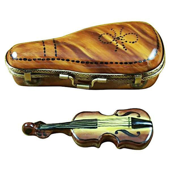 Maplewood Violin Case with Violin Limoges Box by Rochard™-Limoges Box-Rochard-Top Notch Gift Shop
