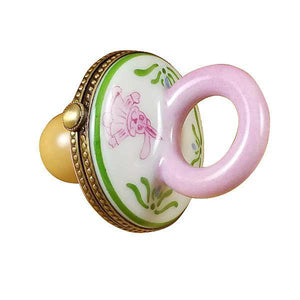 Pacifier with Rabbits Pink Limoges Box by Rochard™-Limoges Box-Rochard-Top Notch Gift Shop