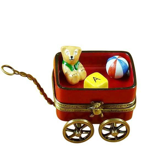 Red Wagon With Bear Limoges Box by Rochard™-Limoges Box-Rochard-Top Notch Gift Shop