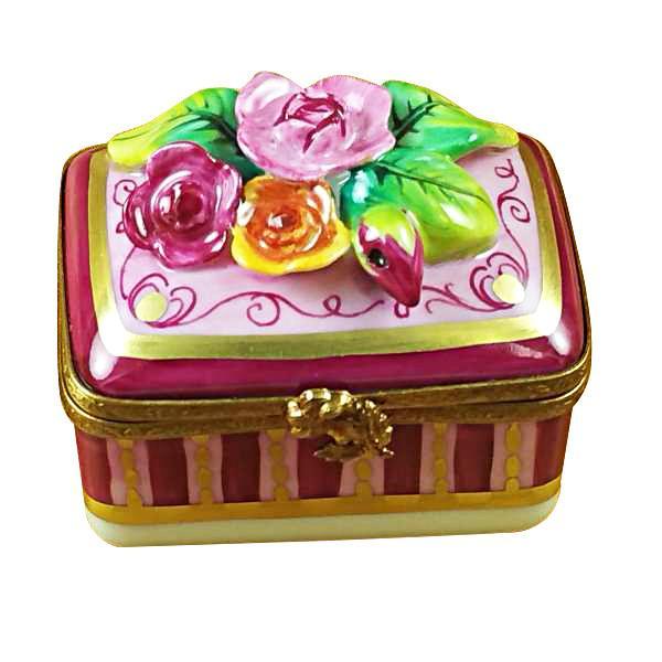 Roses Relief On Rectangle Base Limoges Box by Rochard™-Limoges Box-Rochard-Top Notch Gift Shop