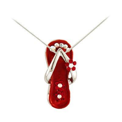 Flip Flop Necklace Ruby Red/Silver-Necklace-Sandals For Your Neck-Top Notch Gift Shop