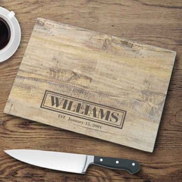 Rustic Wood Personalized Glass Cutting Board-Cutting Board-JDS Marketing-Top Notch Gift Shop
