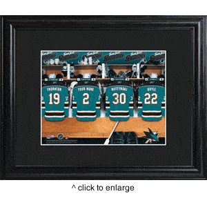 San Jose Sharks Personalized Locker Room Print with Matted Frame-JDS MarketingTop Notch Gift Shop