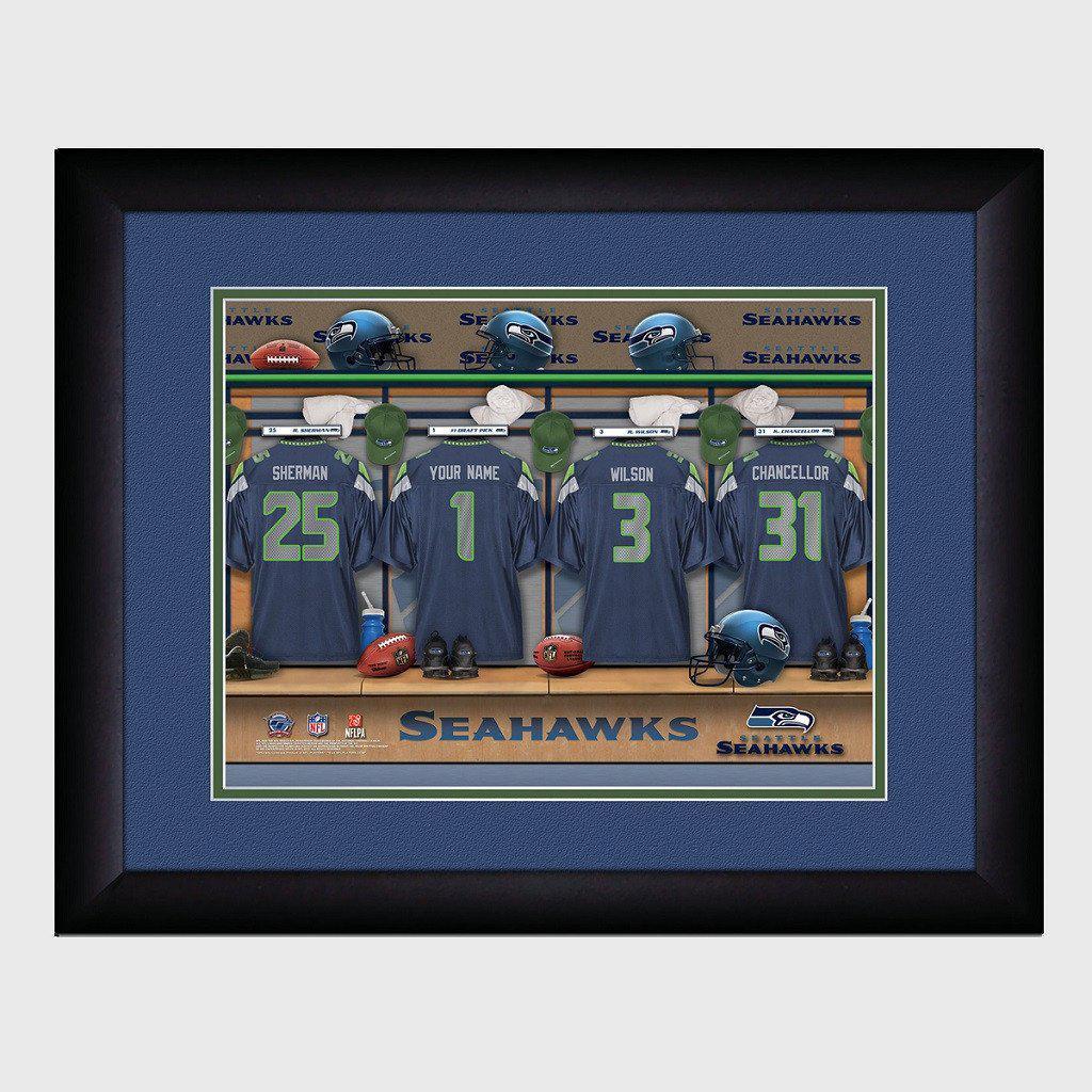 Seattle Seahawks Personalized Locker Room Print with Matted Frame-Print-JDS Marketing-Top Notch Gift Shop