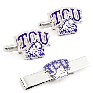 TCU Horned Frog Cufflinks and Tie Bar Gift Set-Cufflinks-Cufflinks, Inc.-Top Notch Gift Shop