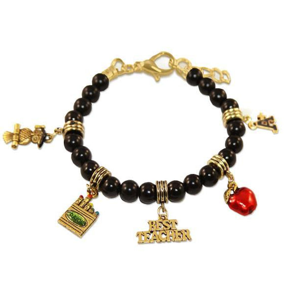 Teacher Charm Bracelet in Gold-Bracelet-Whimsical Gifts-Top Notch Gift Shop