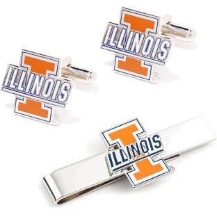 University of Illinois Cufflinks and Tie Bar Gift Set-Cufflinks-Cufflinks, Inc.-Top Notch Gift Shop