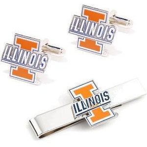 University of Illinois Cufflinks and Tie Bar Gift Set-Cufflinks-Cufflinks, Inc.-Top Notch Gift Shop