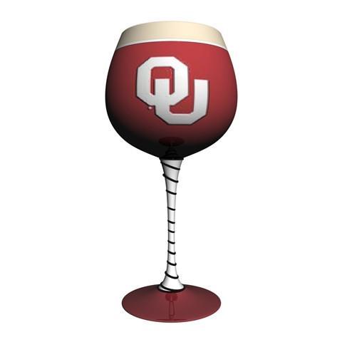 University of Oklahoma Artisan Hand Painted Wine Glass-Wine Glass-Boelter Brands-Top Notch Gift Shop