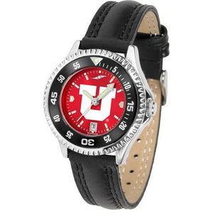 Utah Utes Ladies Competitor Ano Poly/Leather Band Watch w/ Colored Bezel-Watch-Suntime-Top Notch Gift Shop