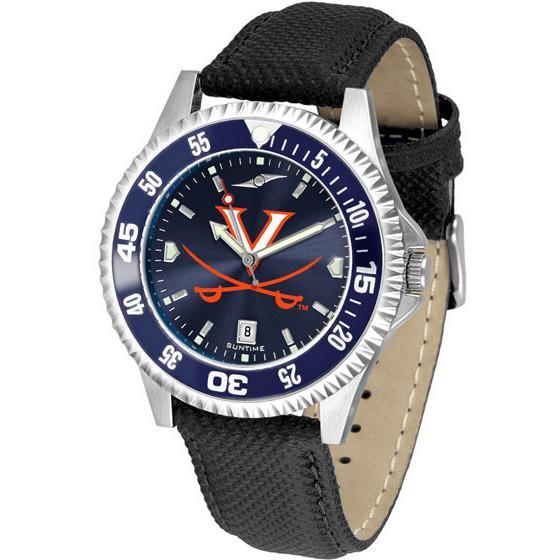 Virginia Cavaliers Mens Competitor Ano Poly/Leather Band Watch w/ Colored Bezel-Watch-Suntime-Top Notch Gift Shop