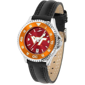 Virginia Tech Hokies Ladies Competitor Ano Poly/Leather Band Watch w/ Colored Bezel-Watch-Suntime-Top Notch Gift Shop