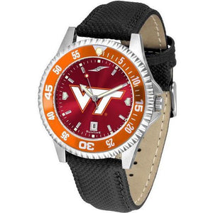 Virginia Tech Hokies Mens Competitor Ano Poly/Leather Band Watch w/ Colored Bezel-Watch-Suntime-Top Notch Gift Shop