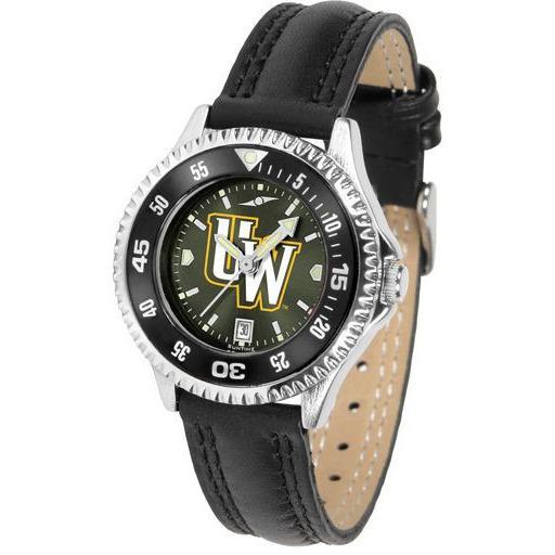 Wyoming Cowboys Ladies Competitor Ano Poly/Leather Band Watch w/ Colored Bezel-Watch-Suntime-Top Notch Gift Shop