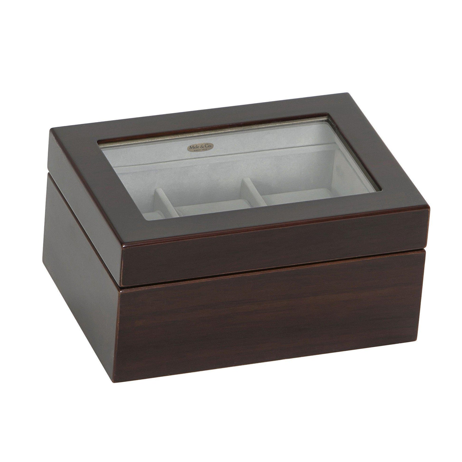 Granby Glass Top Wooden Watch Box in Mahogany Finish-Watch Box-Mele & Co.-Top Notch Gift Shop