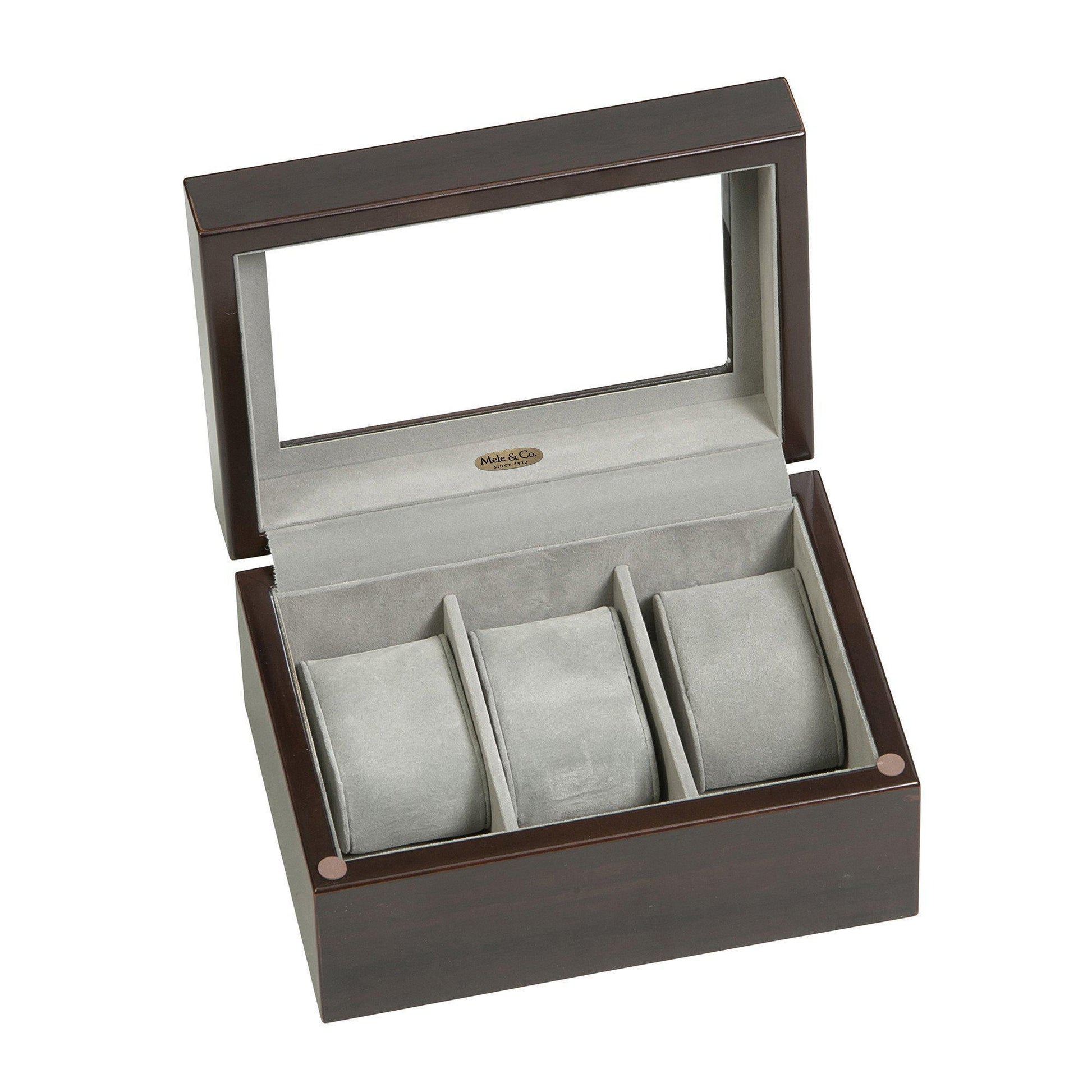 Granby Glass Top Wooden Watch Box in Mahogany Finish-Watch Box-Mele & Co.-Top Notch Gift Shop